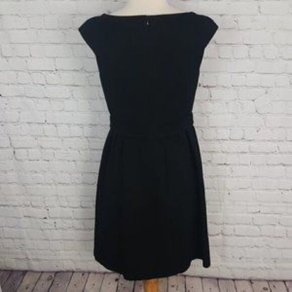 DAVID MEISTER - Textured Belted Sheath Dress Black 4 - Picture 4 of 7